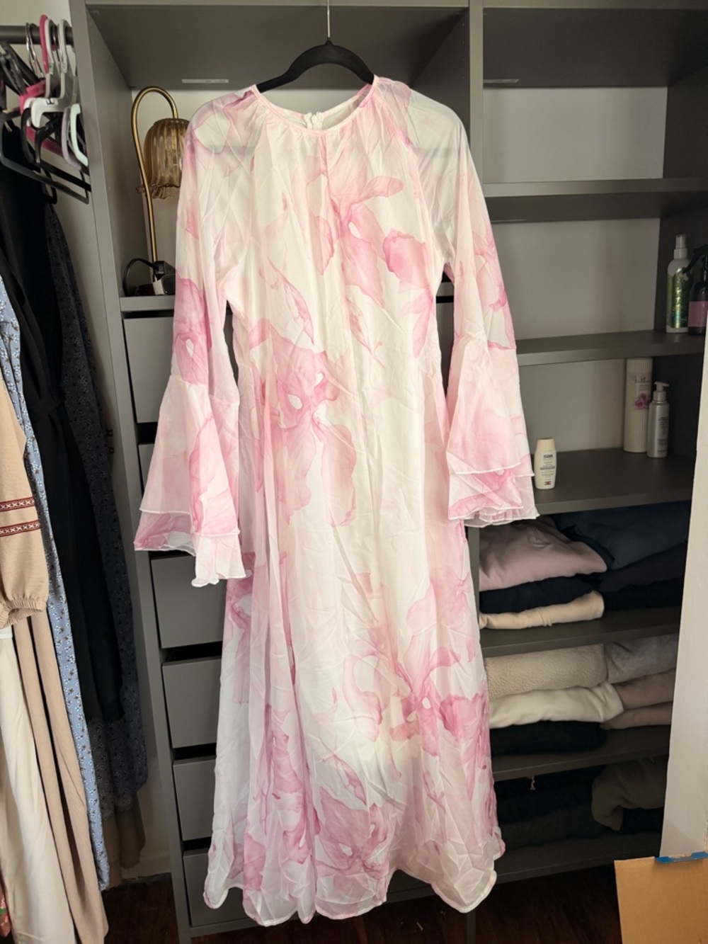 Women's Light Pink Floral Maxi Dress